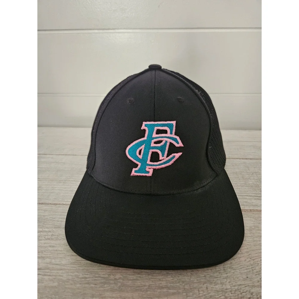 Pacific Headwear 404M Trucker Hat Cap Black PG Logo Men's Size L-XL Flexfit